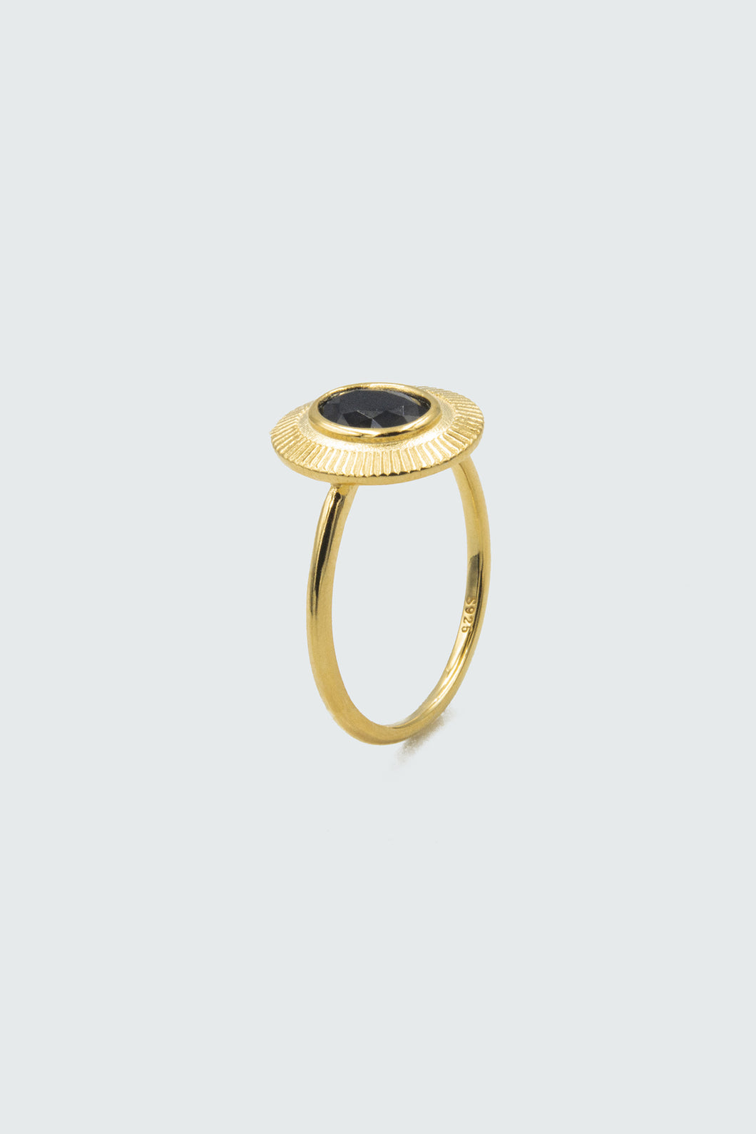 Bohemian Oval Black Stone Gold Ring