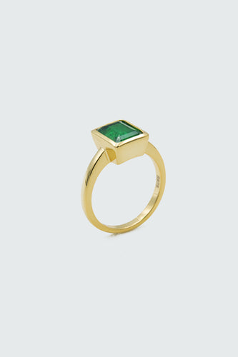 Emerald Green Stone Gold Ring