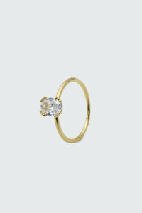 Oval Cubic Zirconia Thin Gold Band Ring