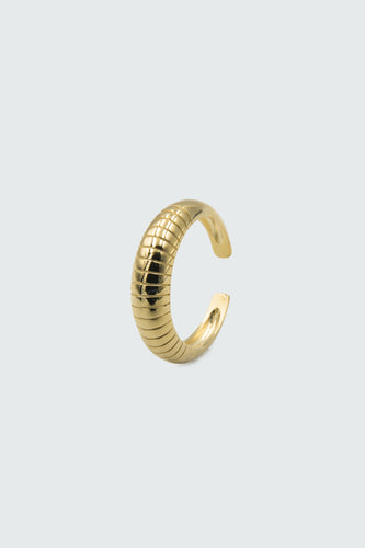 Gold Grooved Dome Shaped Ring