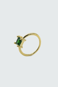 Square Emerald Green Stone Gold Ring