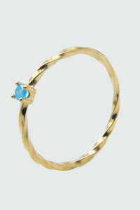Twist Gold Band with Blue Dainty Stone