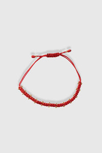 Red String Bracelet with Gold Balls