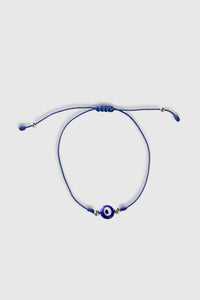 Evil Eye Silver Bead String Bracelet