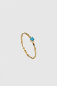 Twist Gold Band with Blue Dainty Stone