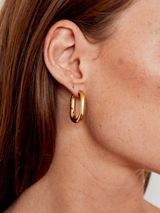 Oval Link Gold Earrings, medium