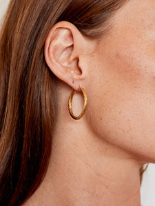 Grooved Vintage Gold Hoop Earrings