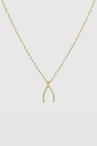 Gold Wishbone Pendant Necklace
