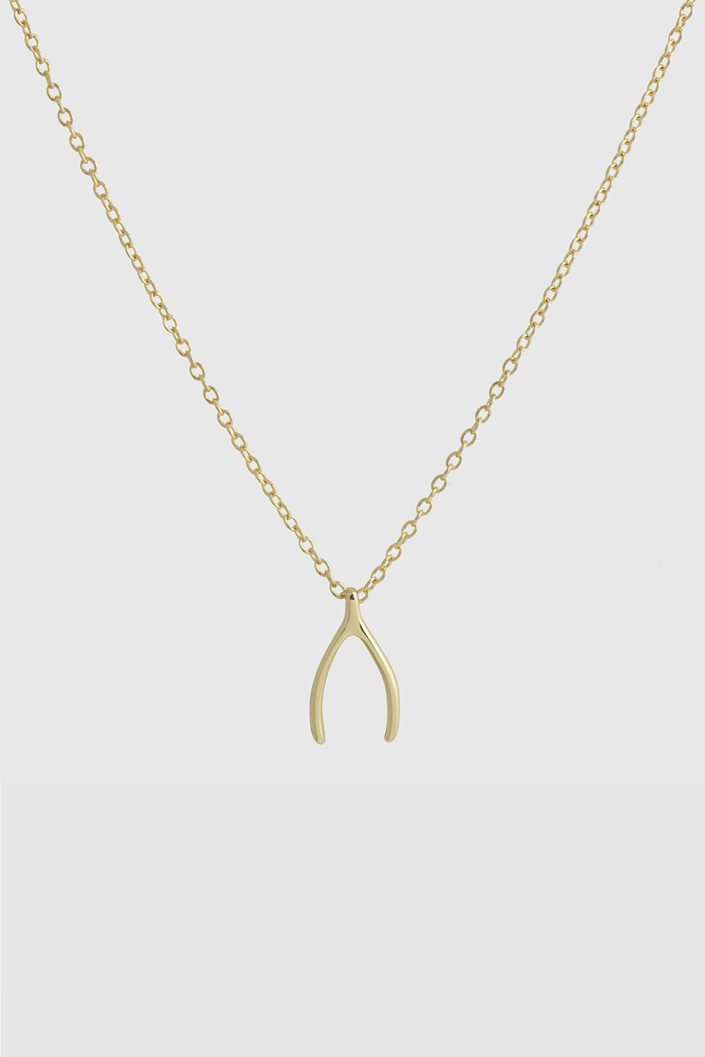 Gold Wishbone Pendant Necklace