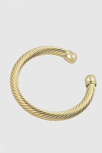 Grooved Gold Open Cuff Bangle