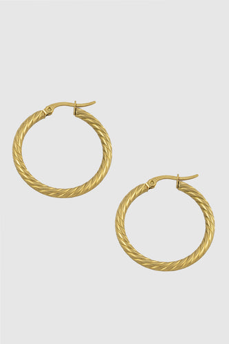 Grooved Vintage Gold Hoop Earrings