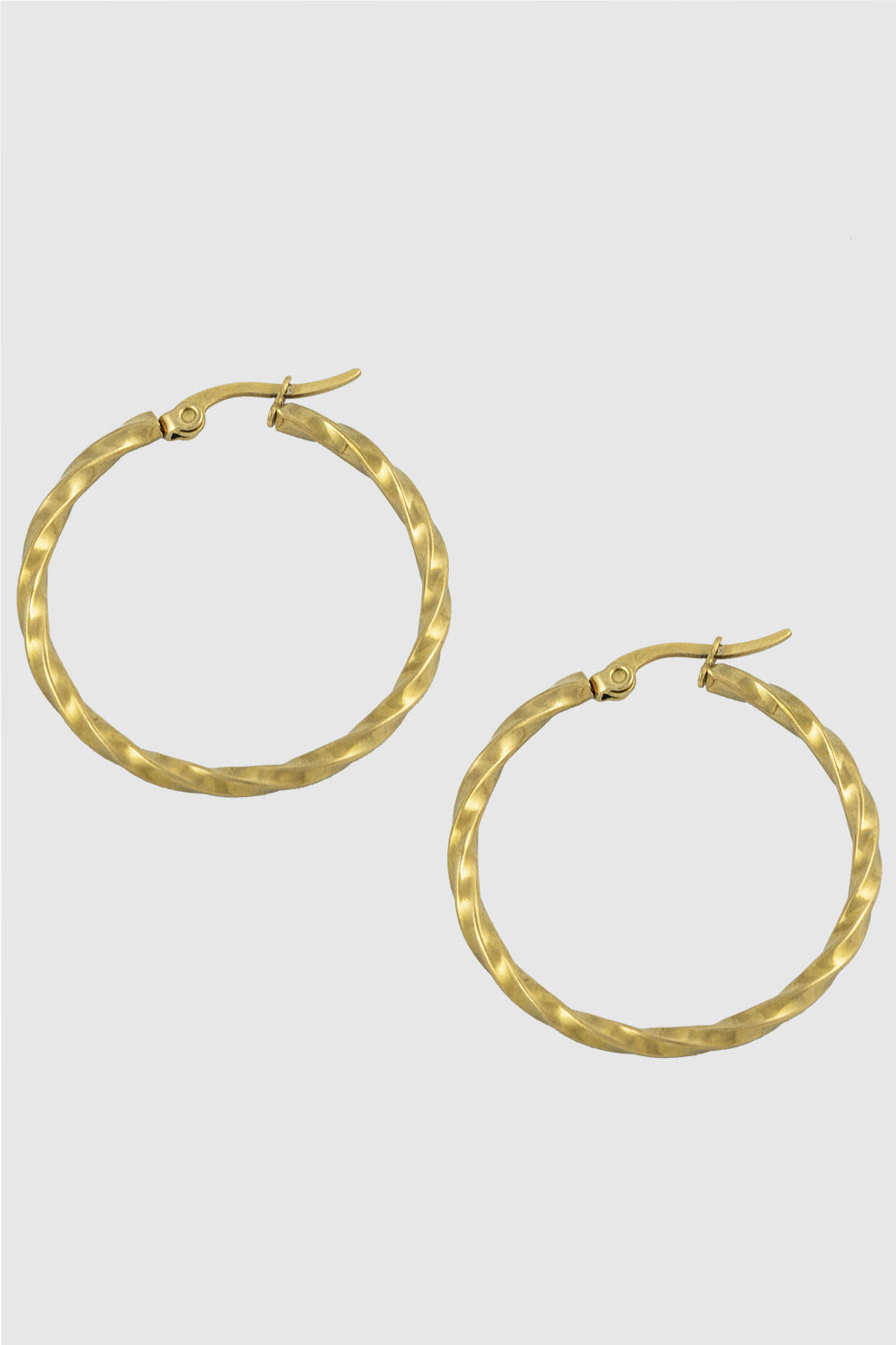 Twisted Gold Hoop Earrings, medium